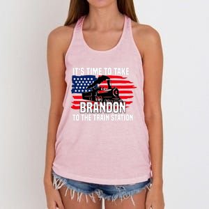 Its Time To Take Brandon To The Train Station, Anti Biden Design Women's Knotted Racerback Tank