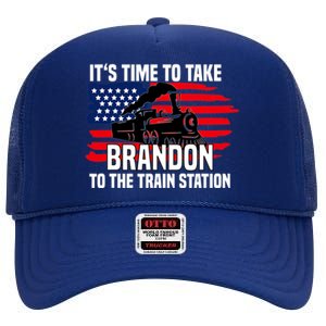 Its Time To Take Brandon To The Train Station, Anti Biden Design High Crown Mesh Back Trucker Hat