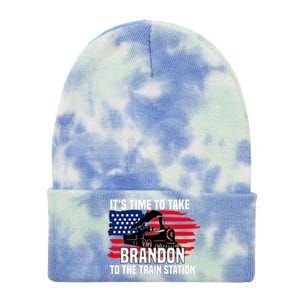 Its Time To Take Brandon To The Train Station, Anti Biden Design Tie Dye 12in Knit Beanie