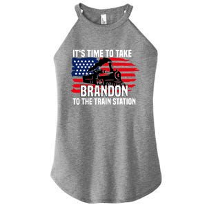 Its Time To Take Brandon To The Train Station, Anti Biden Design Women's Perfect Tri Rocker Tank