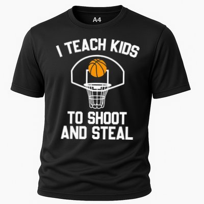 I Teach To Shoot And Steal High School funny Basketball Performance Shirt