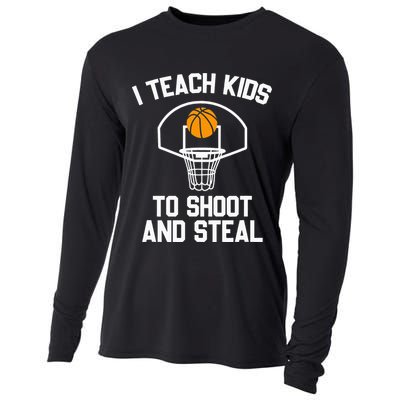 I Teach To Shoot And Steal High School funny Basketball Cooling Performance Long Sleeve Crew