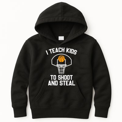 I Teach To Shoot And Steal High School funny Basketball Kids Hoodie
