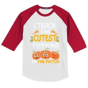 I Teach The Cutest Pumpkins In The Patch Gift Kids Colorblock Raglan Jersey