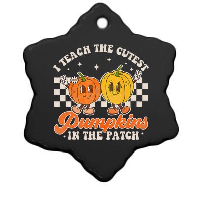 I Teach The Cutest Pumpkins In The Patch Retro Teacher Fall Ceramic Star Ornament