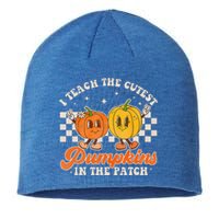 I Teach The Cutest Pumpkins In The Patch Retro Teacher Fall Sustainable Beanie