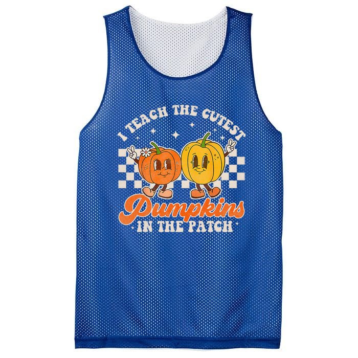 I Teach The Cutest Pumpkins In The Patch Retro Teacher Fall Mesh Reversible Basketball Jersey Tank