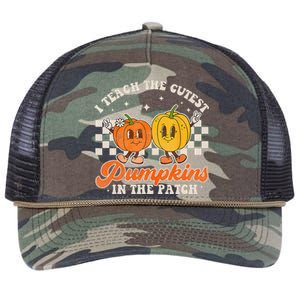 I Teach The Cutest Pumpkins In The Patch Retro Teacher Fall Retro Rope Trucker Hat Cap