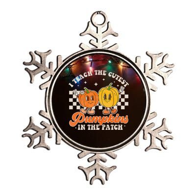 I Teach The Cutest Pumpkins In The Patch Retro Teacher Fall Metallic Star Ornament