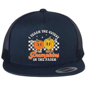 I Teach The Cutest Pumpkins In The Patch Retro Teacher Fall Flat Bill Trucker Hat