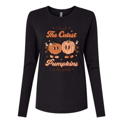 I Teach The Cutest Pumpkins In The Patch Retro Teacher Fall Gift Womens Cotton Relaxed Long Sleeve T-Shirt