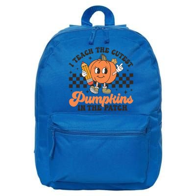 I Teach The Cutest Pumpkins In The Patch Teacher Halloween Gift 16 in Basic Backpack