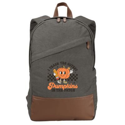 I Teach The Cutest Pumpkins In The Patch Teacher Halloween Gift Cotton Canvas Backpack