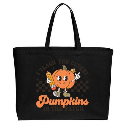 I Teach The Cutest Pumpkins In The Patch Teacher Halloween Gift Cotton Canvas Jumbo Tote