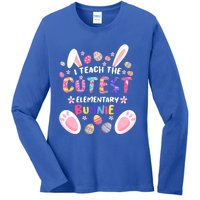 I Teach The Cutest Eletary Bunnies Teacher Easter Day Gift Ladies Long Sleeve Shirt