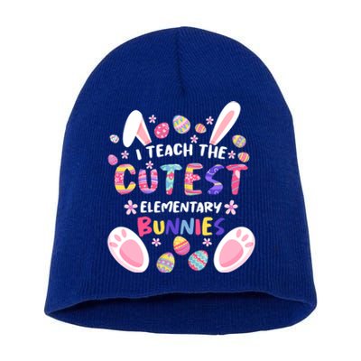 I Teach The Cutest Eletary Bunnies Teacher Easter Day Gift Short Acrylic Beanie