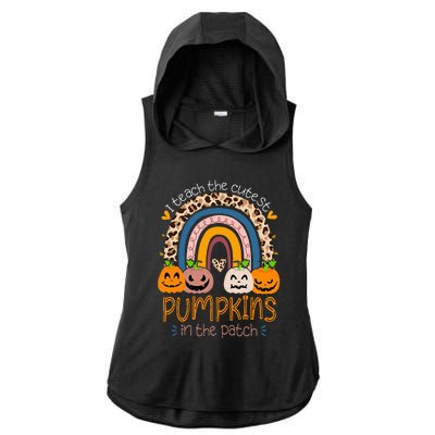 I Teach The Cutest Pumpkins In The Patch Teacher Halloween Ladies PosiCharge Tri-Blend Wicking Draft Hoodie Tank