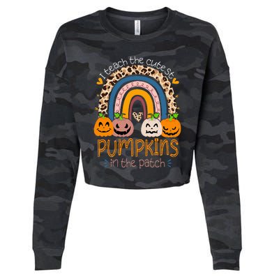 I Teach The Cutest Pumpkins In The Patch Teacher Halloween Cropped Pullover Crew