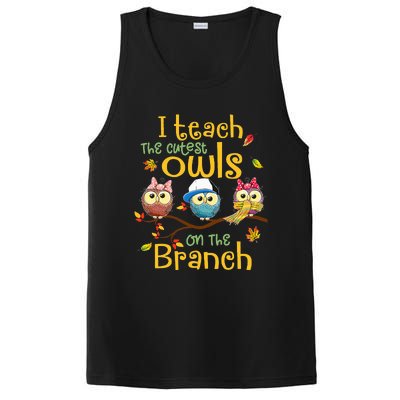 I Teach The Cutest Owls On The Branch Teacher Fall Autumn PosiCharge Competitor Tank