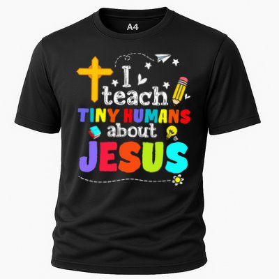 I Teach Tiny Humans About Jesus Sunday School Teacher Bible Cooling Performance Crew T-Shirt