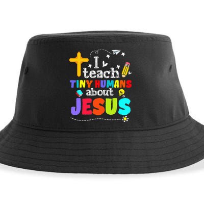 I Teach Tiny Humans About Jesus Sunday School Teacher Bible Sustainable Bucket Hat