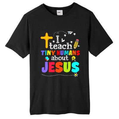 I Teach Tiny Humans About Jesus Sunday School Teacher Bible Tall Fusion ChromaSoft Performance T-Shirt