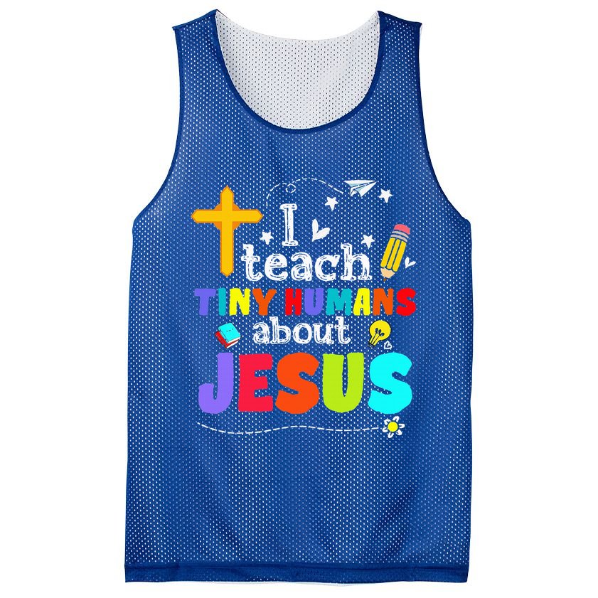 I Teach Tiny Humans About Jesus Sunday School Teacher Bible Mesh Reversible Basketball Jersey Tank