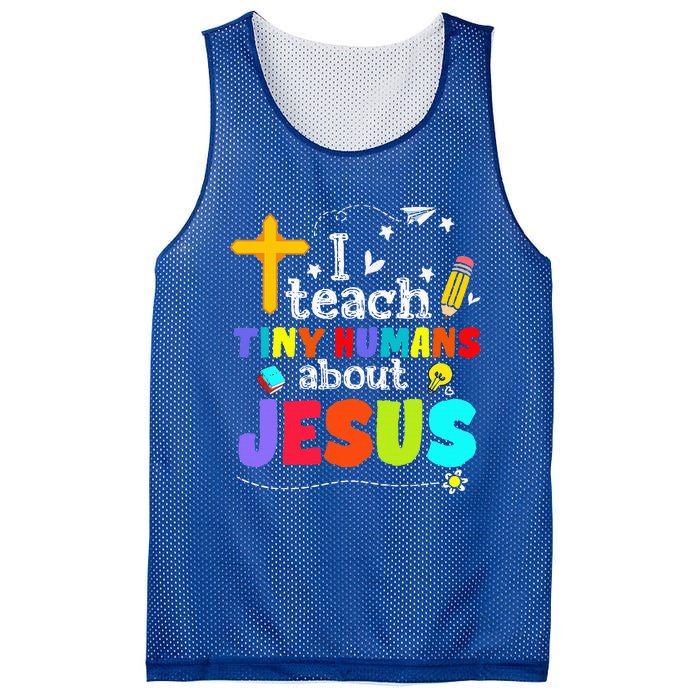 I Teach Tiny Humans About Jesus Sunday School Teacher Bible Mesh Reversible Basketball Jersey Tank