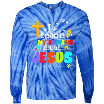 I Teach Tiny Humans About Jesus Sunday School Teacher Bible Tie-Dye Long Sleeve Shirt