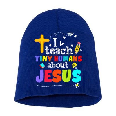 I Teach Tiny Humans About Jesus Sunday School Teacher Bible Short Acrylic Beanie