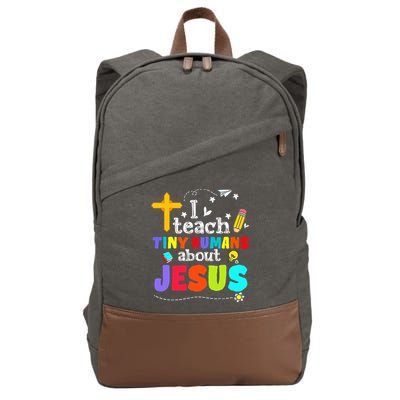I Teach Tiny Humans About Jesus Sunday School Teacher Bible Cotton Canvas Backpack