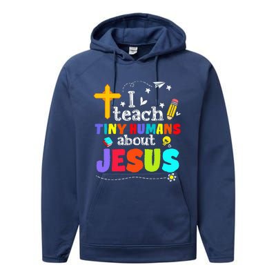 I Teach Tiny Humans About Jesus Sunday School Teacher Bible Performance Fleece Hoodie