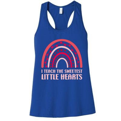 I Teach The Sweetest Hearts Rainbow Teacher Valentines Day Gift Women's Racerback Tank