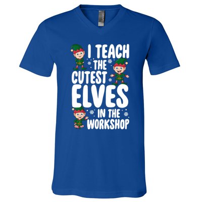 I Teach The Cutest In The Workshop Teacher Christmas Great Gift V-Neck T-Shirt