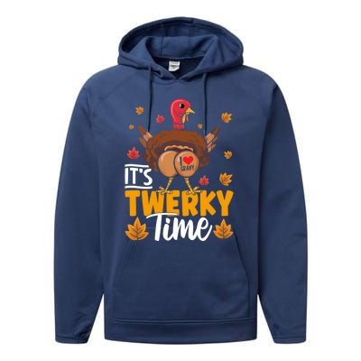 ItS Twerky Time I Love Gravy Funny Thanksgiving Turkey Butt Great Gift Performance Fleece Hoodie