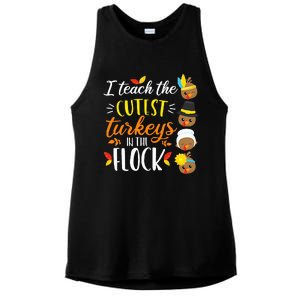 I Teach The Cutest Turkeys In The Flock Thanksgiving Teacher Ladies PosiCharge Tri-Blend Wicking Tank