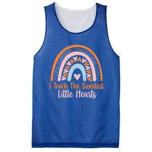 I Teach The Sweetest Hearts Rainbow Teacher Valentines Gift Mesh Reversible Basketball Jersey Tank