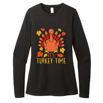 It's Turkey Time Thanksgiving For Women Falling Leaf Womens CVC Long Sleeve Shirt