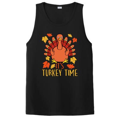 It's Turkey Time Thanksgiving For Women Falling Leaf PosiCharge Competitor Tank