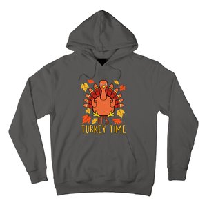 It's Turkey Time Thanksgiving For Women Falling Leaf Hoodie