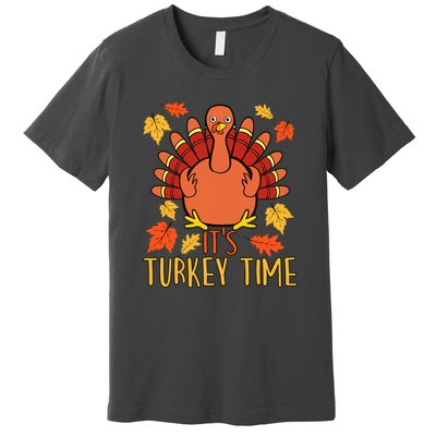 It's Turkey Time Thanksgiving For Women Falling Leaf Premium T-Shirt