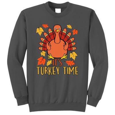 It's Turkey Time Thanksgiving For Women Falling Leaf Tall Sweatshirt