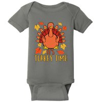 It's Turkey Time Thanksgiving For Women Falling Leaf Baby Bodysuit