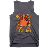 It's Turkey Time Thanksgiving For Women Falling Leaf Tank Top