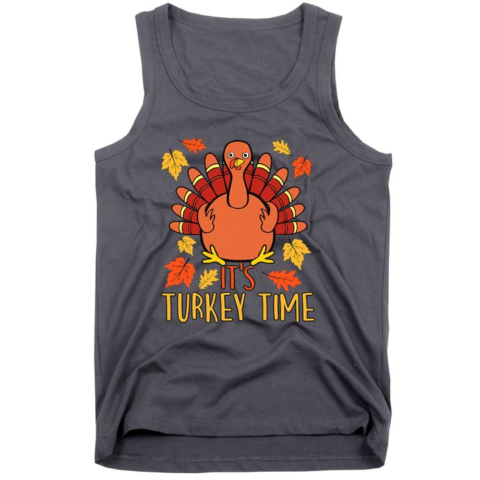 It's Turkey Time Thanksgiving For Women Falling Leaf Tank Top