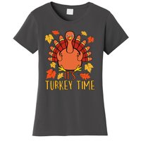 It's Turkey Time Thanksgiving For Women Falling Leaf Women's T-Shirt