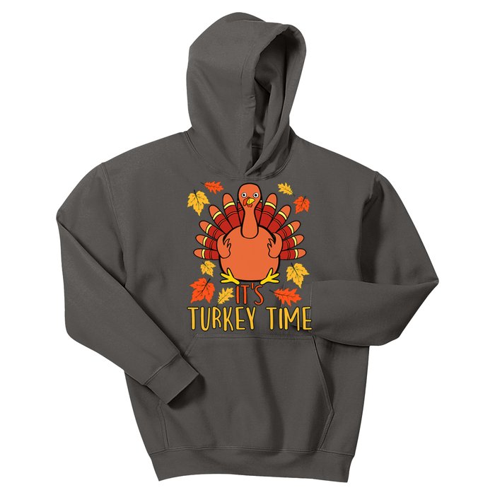 It's Turkey Time Thanksgiving For Women Falling Leaf Kids Hoodie