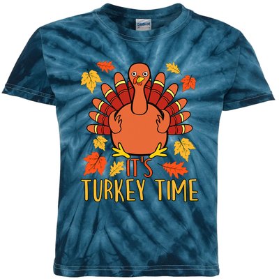 It's Turkey Time Thanksgiving For Women Falling Leaf Kids Tie-Dye T-Shirt