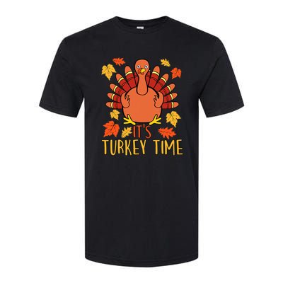 It's Turkey Time Thanksgiving For Women Falling Leaf Softstyle CVC T-Shirt