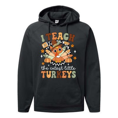 I Teach The Cutest Little Turkeys School Thankful Performance Fleece Hoodie